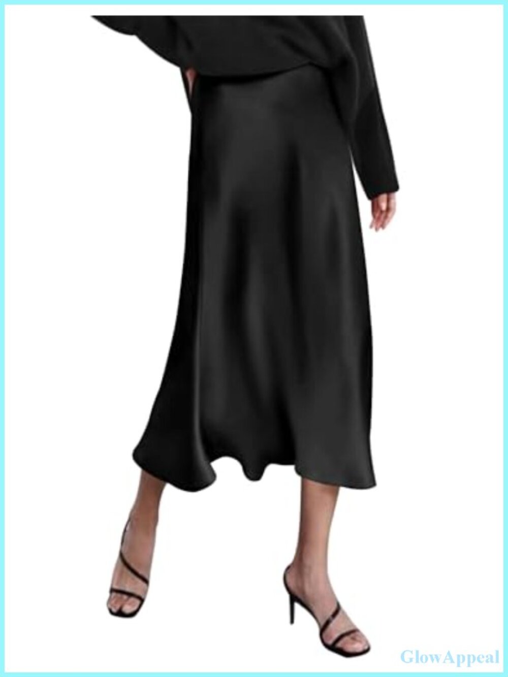 High Waisted Satin Midi Skirt Silk Blend Work Party Elegant Women's